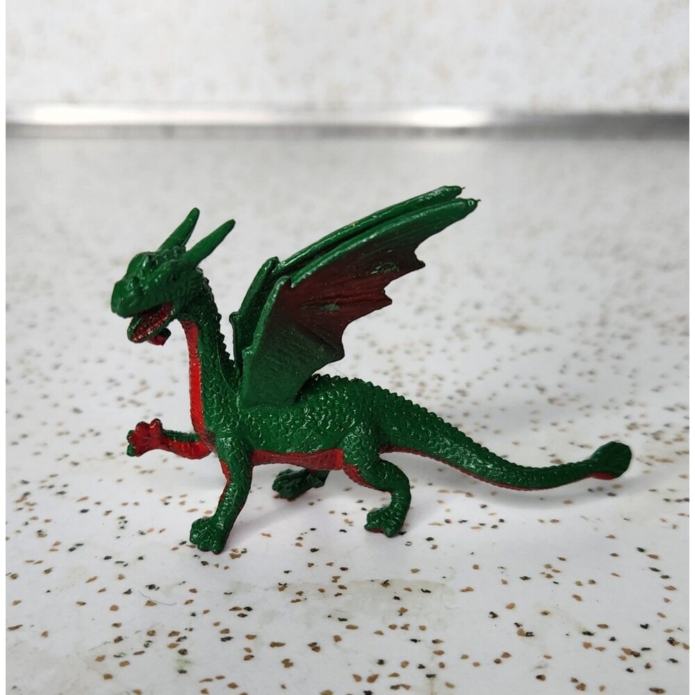 Safari Ltd 3” Green Dragon Mythical Creature Red Belly PVC Figure Toy Retired